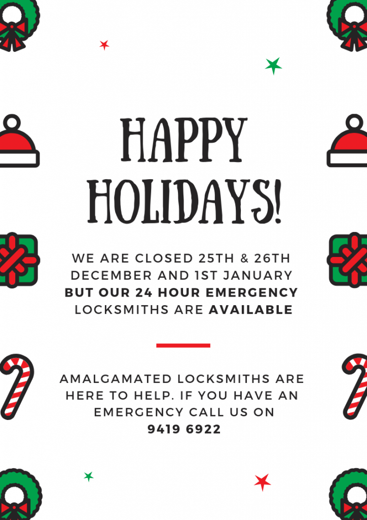 Locksmiths Available over the holiday season